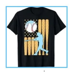 BASEBALL T-SHIRT DRIP BASEBALL BATTER ICECREAM American Flag boy's L